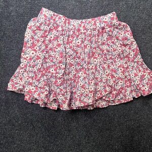 Gap Kids Skirt Girls 10 Pink Floral Ruffle Tiered Skater Pull On Casual Cotton